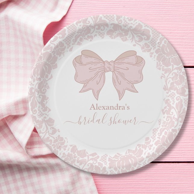 Blush Pink White Chinoiserie Floral Bridal Shower Paper Plate (Creator Uploaded)
