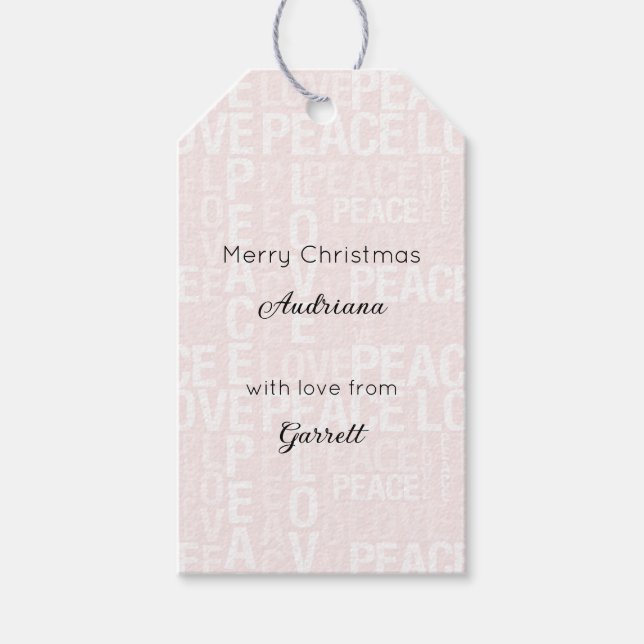 Blush Pink White Christmas Gift Tags (Front)