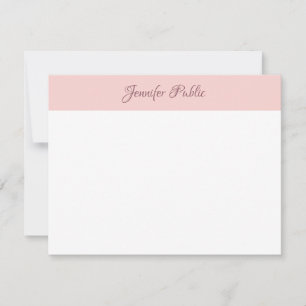 Blush Pink White Elegant Handwriting Script Name Card