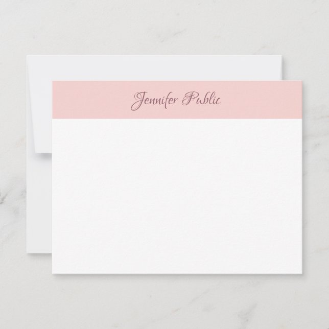 Blush Pink White Elegant Handwriting Script Name Card (Front)