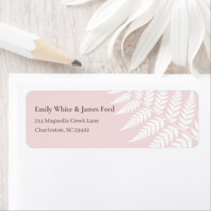 Blush Pink White Fern Return Address