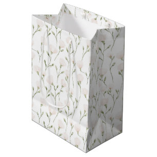 Blush Pink White Floral Birthday Medium Gift Bag