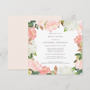 Blush Pink White Floral Bridal Shower Invitation
