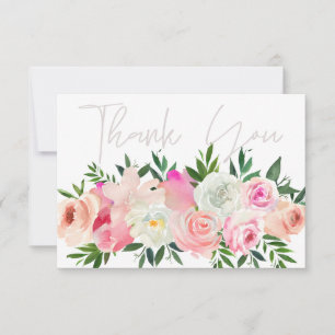 Blush Pink & White Floral Thank You Card