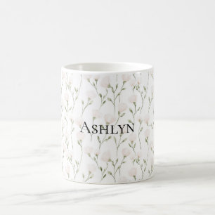 Blush Pink White Flowers Coffee Mug