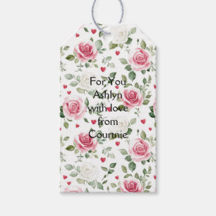 Blush Pink White Flowers Hearts Bridal Shower Gift Tags