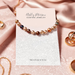 Blush pink white glitter jewellery necklace displa business card