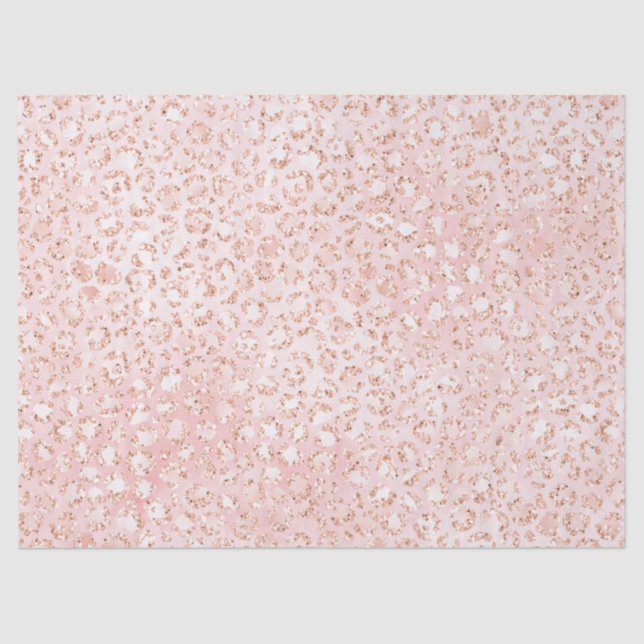 Blush Pink White Glitter Leopard Print         Tissue Paper (Front)