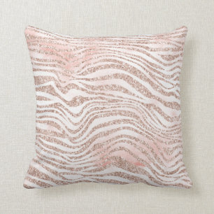 Blush Pink White Glitter Zebra Gold Confetti Throw Pillow