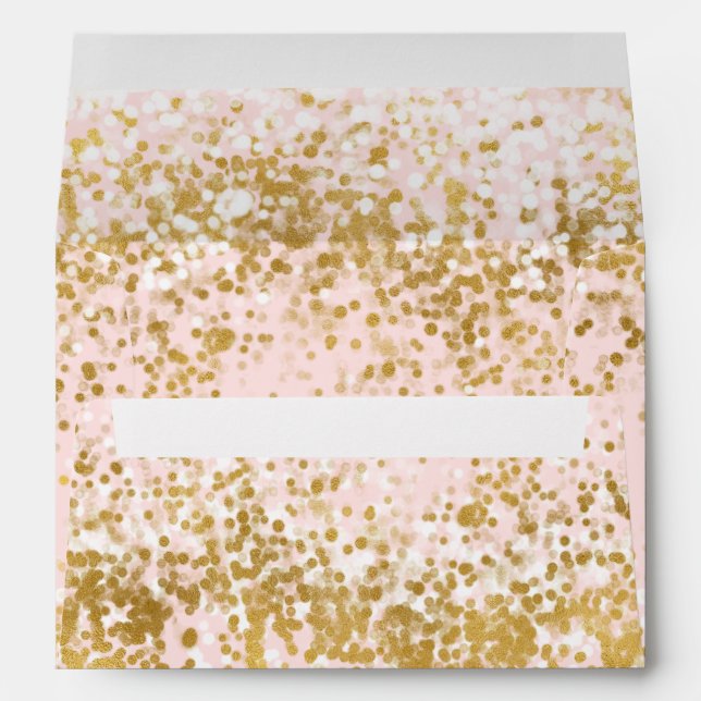 Blush Pink White Gold Confetti Sparkle Envelopes (Back (Bottom))