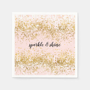 Blush Pink White Gold Confetti Sparkle Napkin
