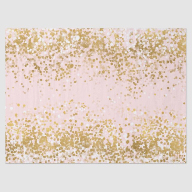 Blush Pink White Gold Confetti Sparkle Tissue Paper (Front)