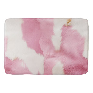 Blush Pink White Gold Cowhide Animal Bath Mat