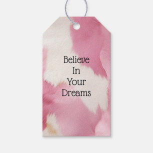 Blush Pink White Gold Cowhide Animal Gift Tags