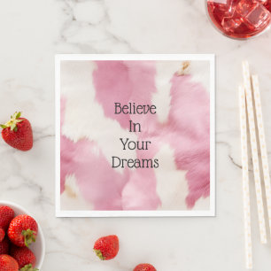 Blush Pink White Gold Cowhide Animal Napkin