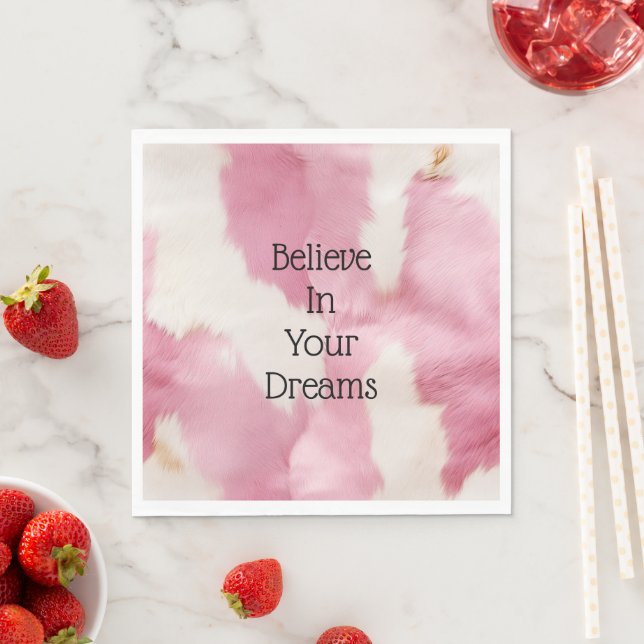 Blush Pink White Gold Cowhide Animal Napkin (Insitu)