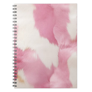 Blush Pink White Gold Cowhide Animal Notebook