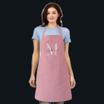 Blush Pink White Grey Monogram Feminine Script Apron<br><div class="desc">Simple Blush Pink White Grey Monogram Elegant Feminine Script Apron</div>