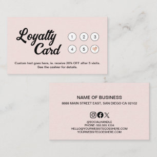 Blush Pink White Minimal Modern Salon business Loyalty Card