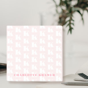 Blush Pink White Modern Monogram Initial Letter Post-it Notes