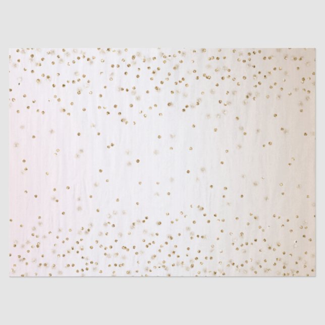 Blush Pink White Peach Ombre Gold Confetti         Tissue Paper (Front)