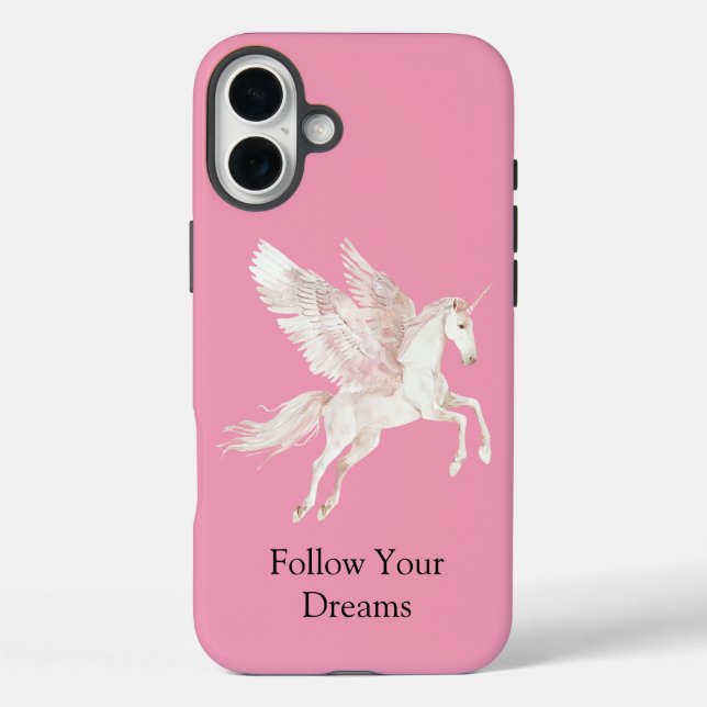 Blush Pink White Pegasus Horse Case-Mate iPhone Case (Back)