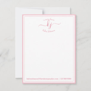 Blush Pink White Personalized From The Desk Of Thank You Card