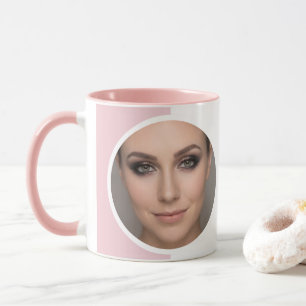Blush Pink White Photo MUA Elegant Coffee Mug