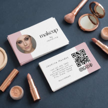 Blush Pink White Photo MUA QR Code Social Icons 
