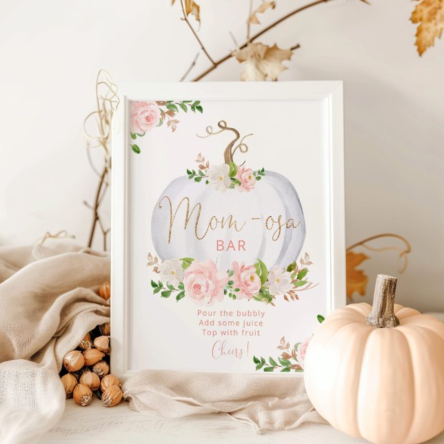 Blush pink white pumpkin mom-osa bar  poster (Creator Uploaded)