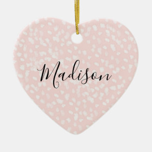 Blush Pink White Spots Ceramic Ornament