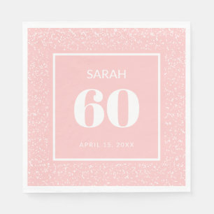 Blush Pink White Stardust Glitter 60th Birthday Napkin