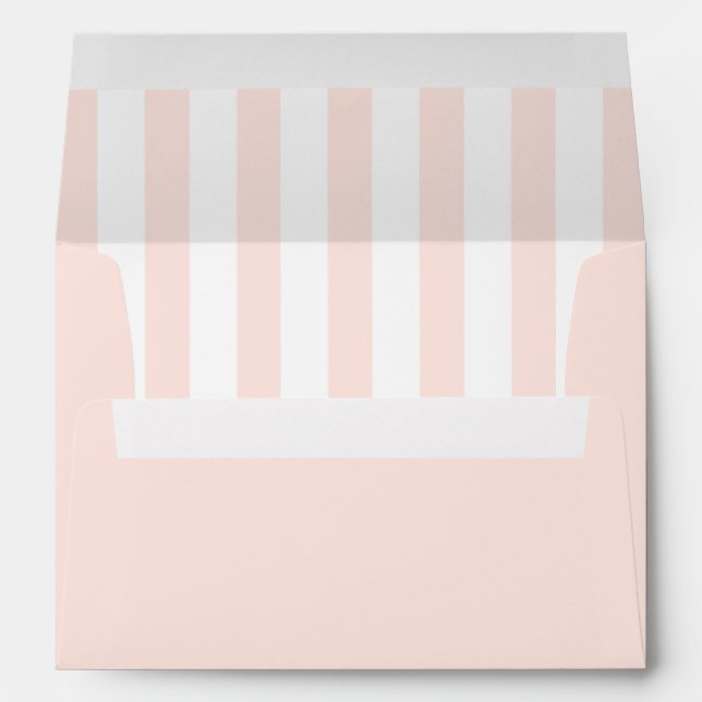 Blush Pink White Stripes Baby Wedding Birthday Envelope (Back (Bottom))