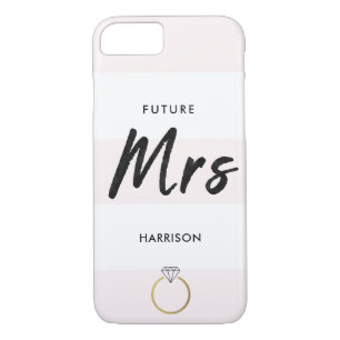 Blush Pink White Stripes Gold Diamond Black Script iPhone 8/7 Case