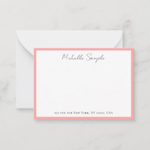 Blush Pink White Typography Script Name Minimalist Card