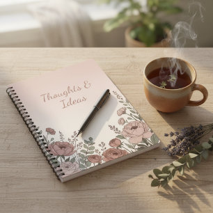 Blush Pink Wildflower Aesthetic Notebook