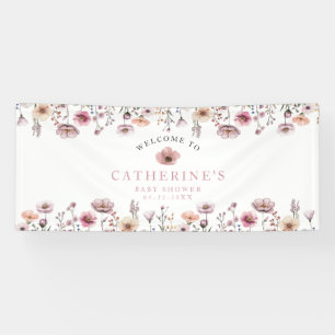 Blush Pink Wildflower Baby Shower Floral Banner