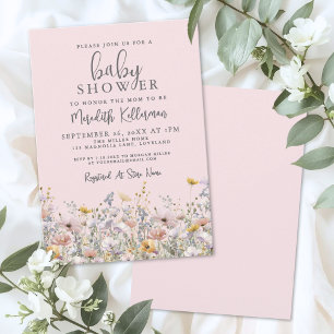 Blush Pink Wildflower Baby Shower Invitation
