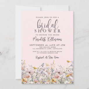 Blush Pink Wildflower Bridal Shower Invitation