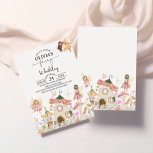 Blush Pink Wildflower Fairy 1st Birthday Invitation
