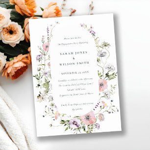 Blush Pink Wildflower Frame Engagement Invite