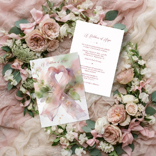 Blush Pink  Wildflower Ribbon Breast Cancer TMF26 Invitation