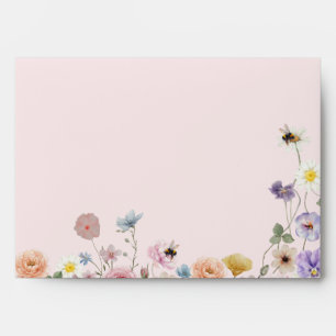 Blush Pink Wildflowers Bridal Shower Invitation Envelope