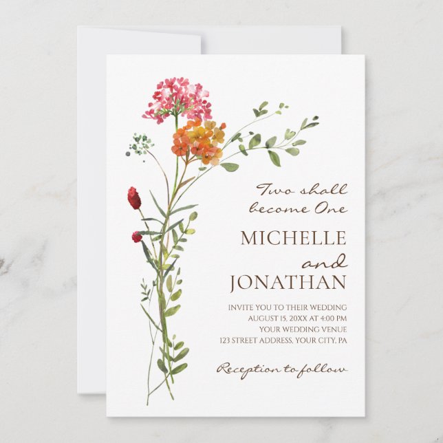 Blush Pink Wildflowers Floral Christian Wedding  Invitation (Front)