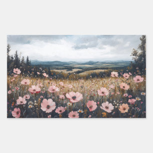 Blush Pink Wildflowers Landscape Sticker