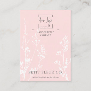 Blush Pink Wildflowers QR Jewellery Display Card