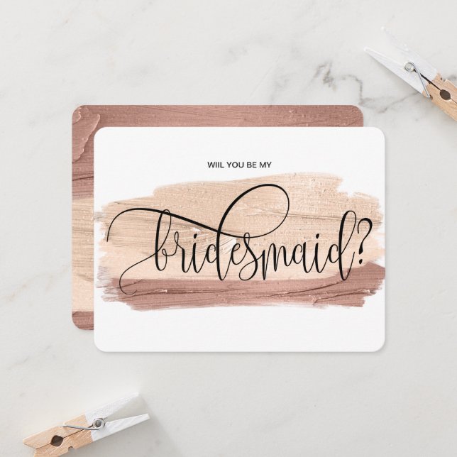 Blush Pink  will you be my bridesmaid invitation (Front/Back In Situ)