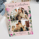 Blush Pink Winter Botanical 2 Photo Christmas Card<br><div class="desc">This modern holiday card features 2 of your favourite photos with elegant winter botanicals in Pink and a calligraphy heart script. To make advance changes,  select Personalize -> Edit using Design tool.</div>