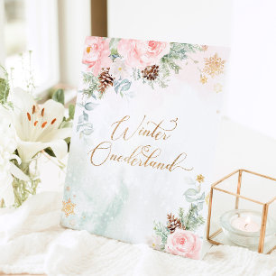 Blush pink Winter onederland birthday Pedestal Sign