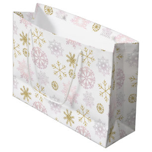 Blush Pink  Winter Wonderland in Blush Pink & Gold Large Gift Bag